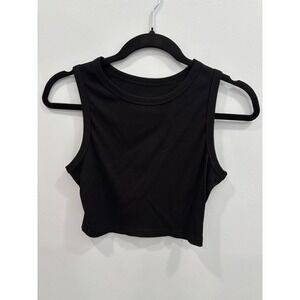 NEW Ribbed Cropped Racerback Tank Top High Neckline Size Medium Layering Basic